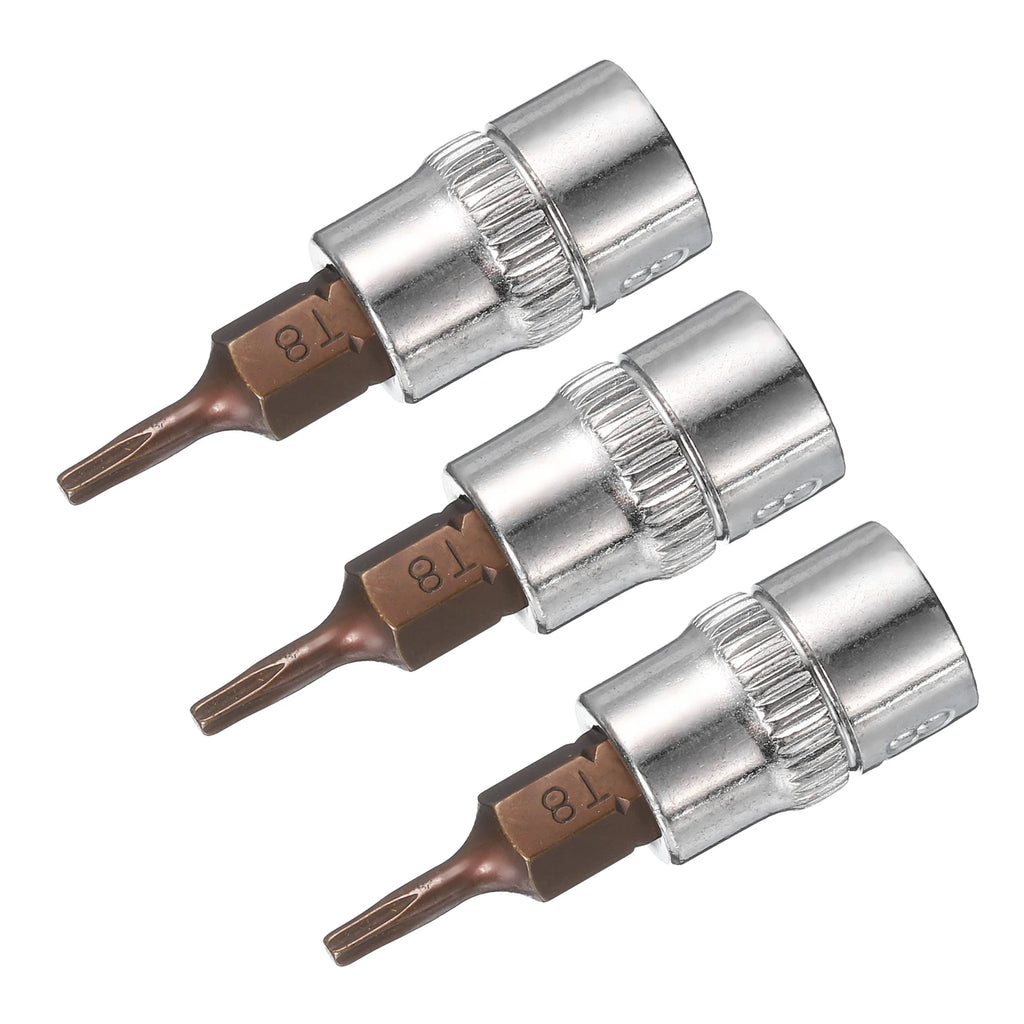 2/3/4/5pcs T8 T20 T25 T27 T30 T40 T50 Torx Bit Socket 1/4" 3/8" Drive S2 Steel Bits CR-V Sockets 38/48mm Length Use with Ratchet