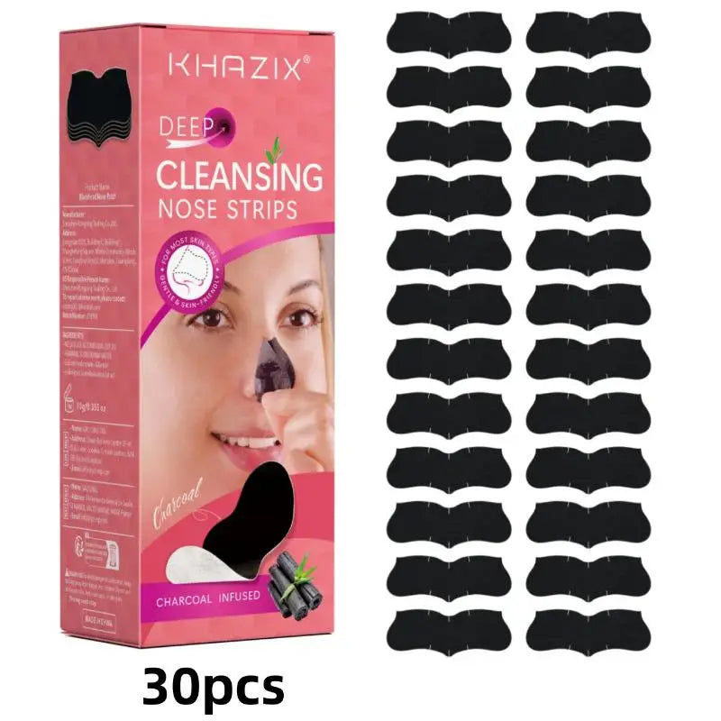 10/30Pcs Black Hydrocolloid Nose Strips Deep Cleansing Blackhead Remover Gentle Patches For Blackheads & Whiteheads