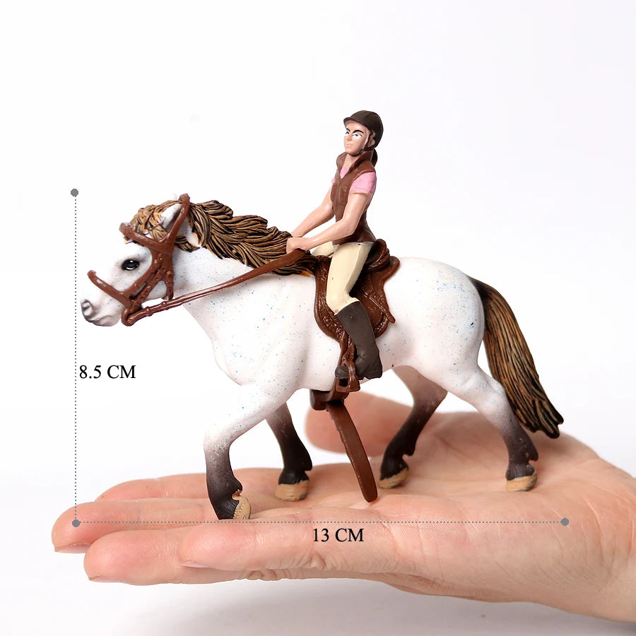 Realistic Equestrian Rider Horse with Saddle and Bridle Riding Playset Model Figures Decoration Educational Toys for Kids