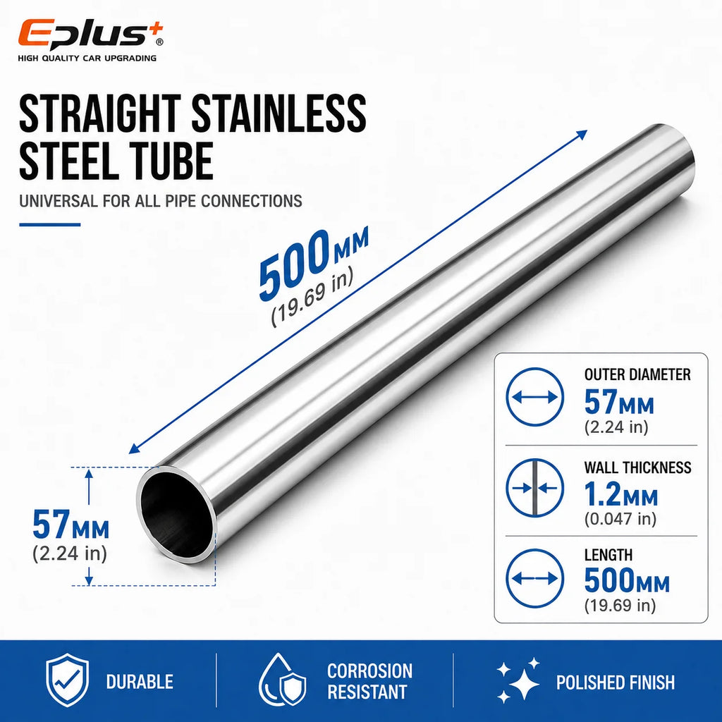 500mm Length 304 Stainless Steel Straight Pipe 1.2mm Thick Universal Round Tube OD 19-89mm for Connections metal tube Adapter
