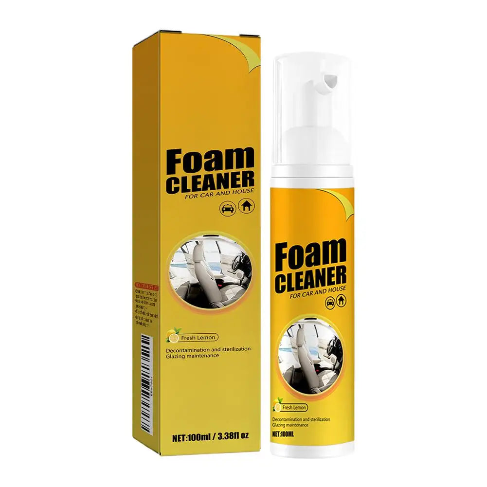 Car Steering Wheel Decontamination Cleaning Spray Car Interiors Leather Seats Shoes Multipurpose Foam Cleaner Fresh Lemon Scent