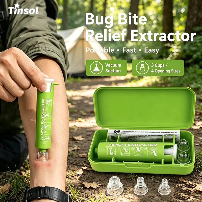 TINSOL Portable Outdoor First Aid Insect Bite Venom Suction Kit – Suitable for mosquito bee and wasp stings, camping, and hiking