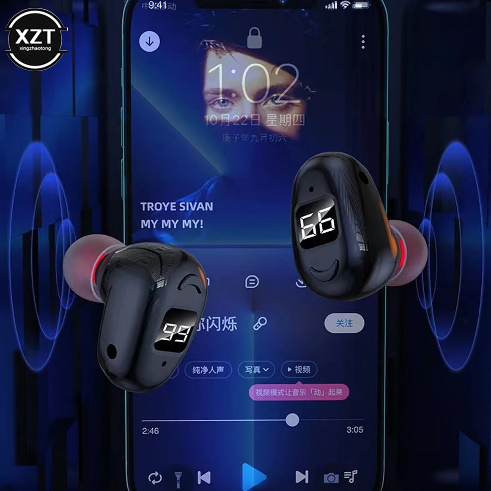 Wireless Bluetooth Headset Digital Display Single In-Ear Earplugs Ultra-long Standby Business Headset HD Call Microphone General