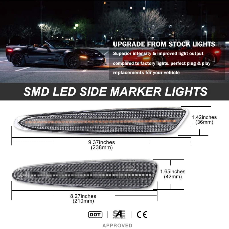 iJDM Front Rear Bumper LED Side Marker Turn Signal Lights Yellow Red for Chevrolet Corvette C6 2005-2013 2012 Car Accessories