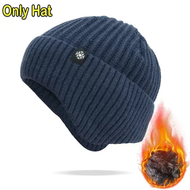 Middle Aged and Elderly Men's Winter Warm and Windproof Ear Protection Hat for The Elderly Winter Dad Grandpa Knitted Woolen Hat