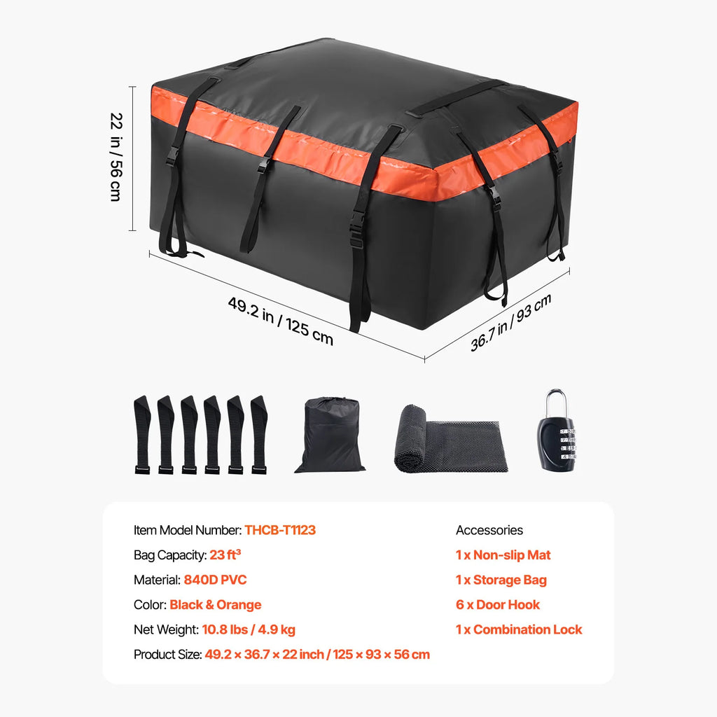 SucceBuy Car Rooftop Cargo Carrier Bag 20/23 Cubic Feet Roof Cargo Carrier 840D PVC Waterproof Car Roof Luggage Bag for  Vehicle