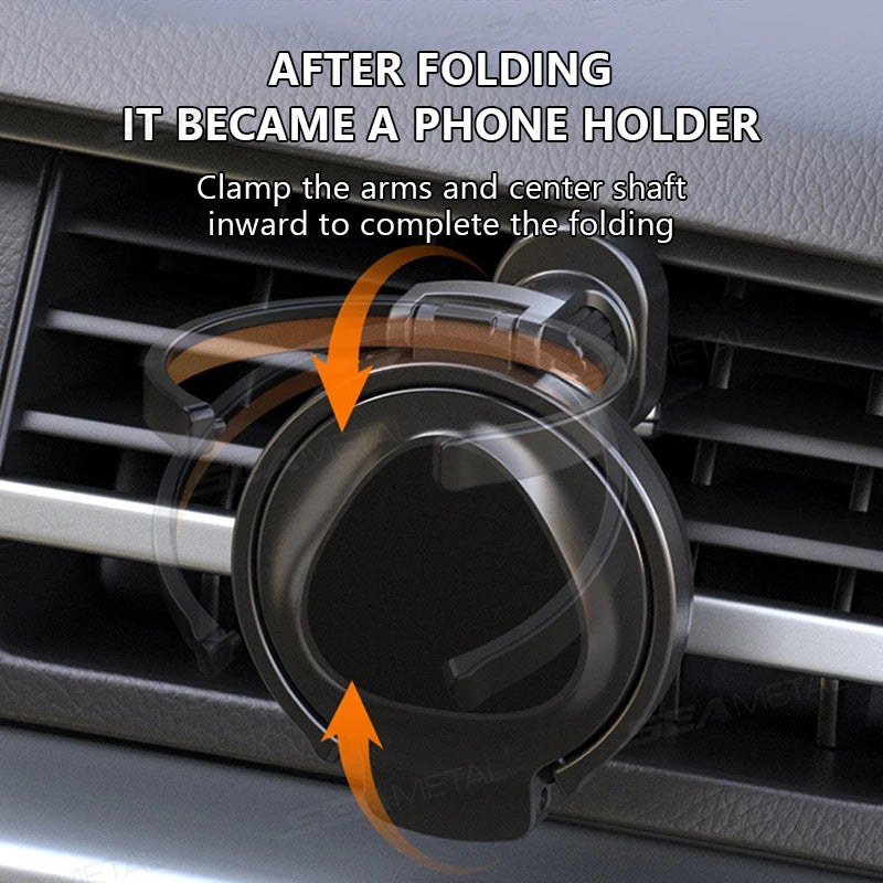 SEAMETAL Car Cup Holder Air Outlet Vent Magnetic Phone Mount 2 in 1 Foldable Drink Rack Phone Holder Water Bottles Stable Stand