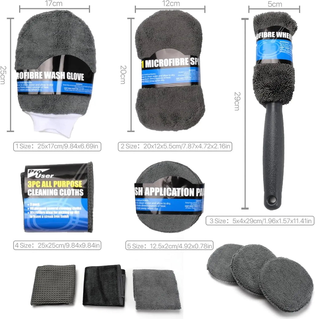 9Pcs Car Cleaning Kit Car Wash Cleaning Tools Microfiber Car Detailing Cleaning Set for Interior Exterior Car Washing