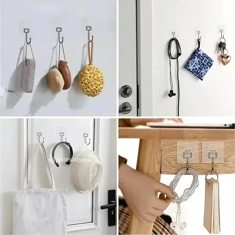 Self Adhesive Hooks Rotating Waterproof Strong Sticker Holder Wall Door Storage Hanging Hook Kitchen Bathroom Organizer