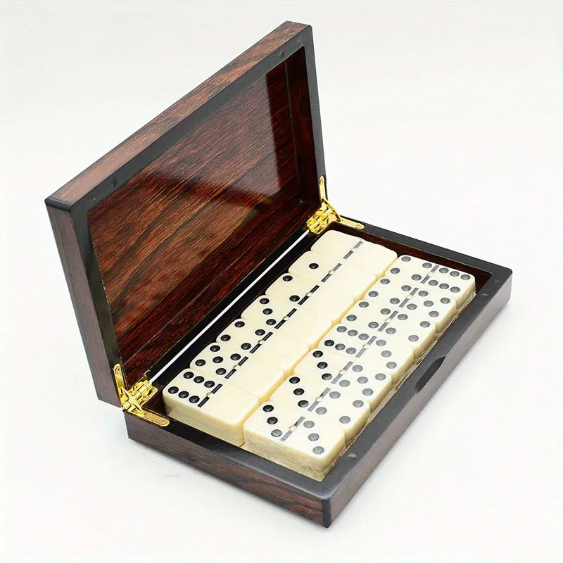 Classic Six-Dot Dominoes Board Game Premium Wooden Domino Set with Elegant Storage Box for Family Entertainment Travel-Friendly