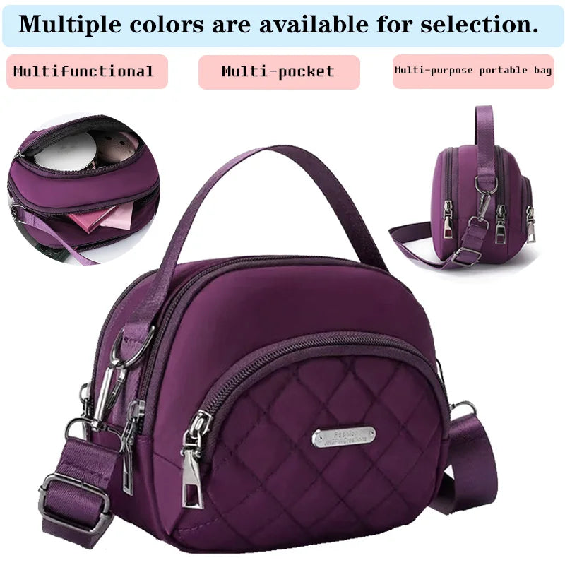 Casual Quilted Nylon Handbag - Versatile Crossbody Bag with Multi-Pockets, Detachable Strap Shoulder Bag for Women