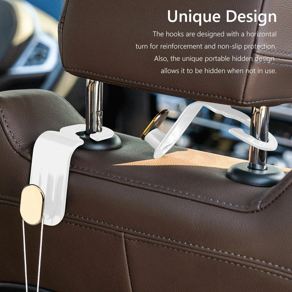 Waterproof Car Seat Back Hook Auto Interior Headrest Hanger Holder (White)