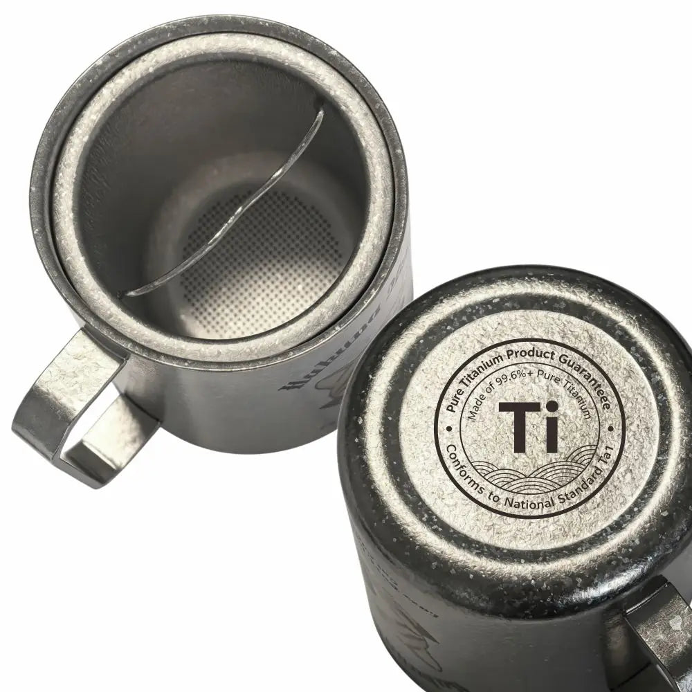 Titanium Mug Double-Layer Anti-Scald Titanium Cup Camping Coffee Cup 450ml Cat and Dog Themed Couple's Cup