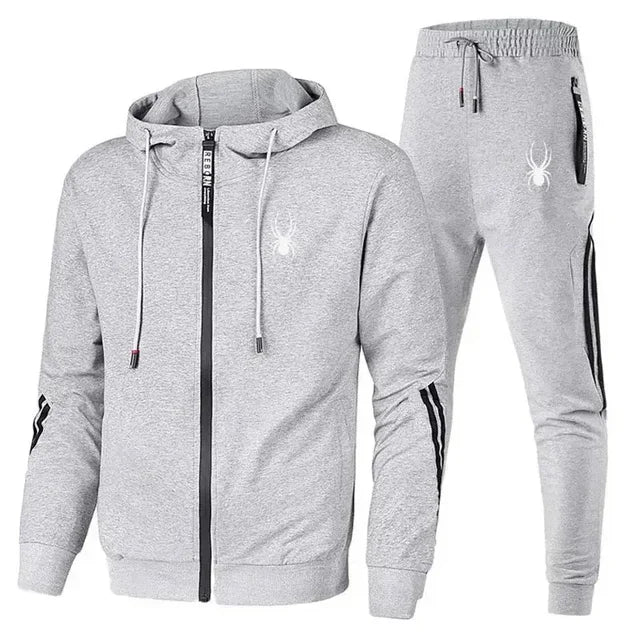 Spring /Autumn Running Breathable and Fashionable Fitness Set for Men a Two-piece Casual Zipper Jacket and Sport Pants Outerwear