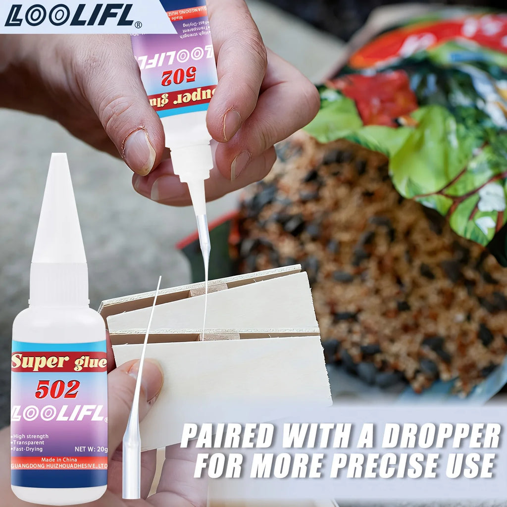 502 Super Glue Waterproof Fast Bonding Clear Adhesive for Glass Window Crystal Ceramic Home Repair