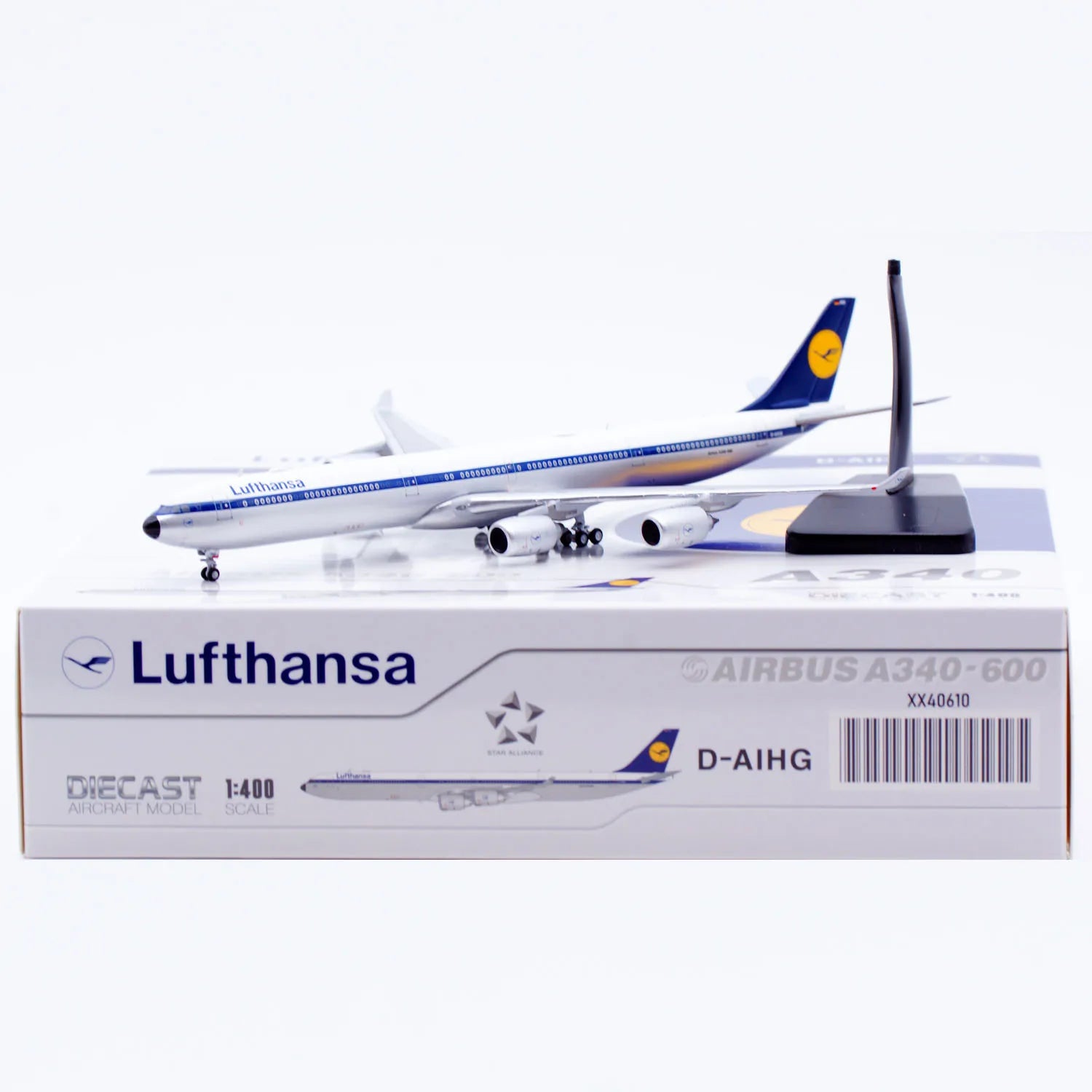 XX40610 Alloy Collectible Plane Gift JC Wings 1:400 Lufthansa "StarAlliance" Airbus A340-600 Diecast Aircraft Jet Model D-AIHG