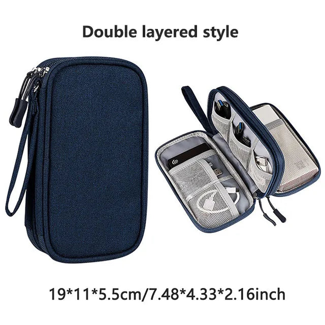 Multi-layer Digital Accessory Storage Bag Dust Proof Power Supply Hard Disk Protective Cover Power Bank Data Cable Storage Bag