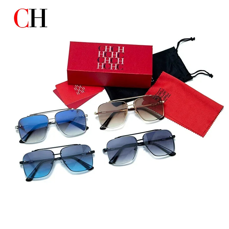 CH Elegant Large Frame Luxury Sunglasses Women Fashion Beach Classic Simple Light Versatile Eyewear