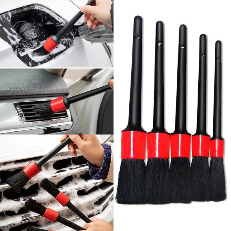 5PCs Car Brush Car Soft Hair Cleaning Detail Brush Instrument Panel Air Outlet Wheel Brush Interior Cleaning Beauty Tool