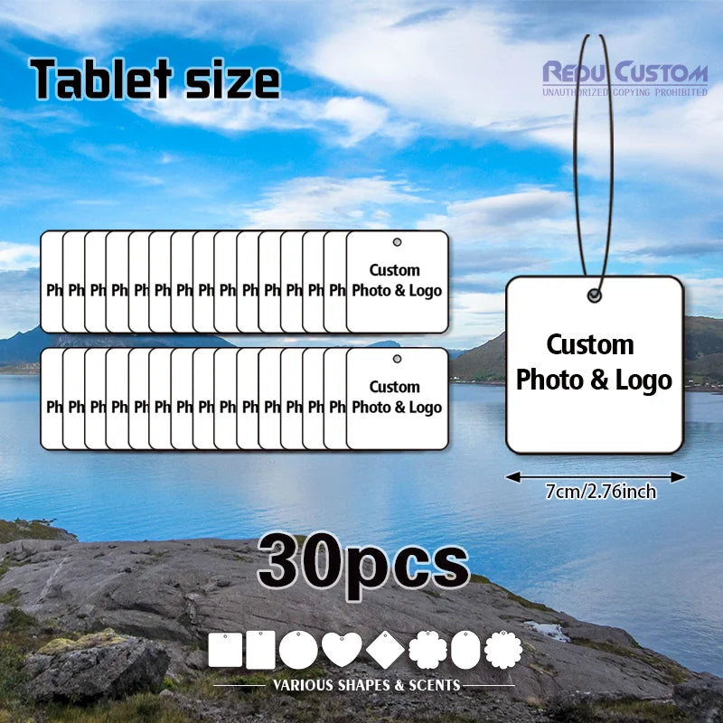 30pcs Custom Logo Long-Lasting Aroma Tablet Scented Card for Car And Home Fragrance Souvenir Gift