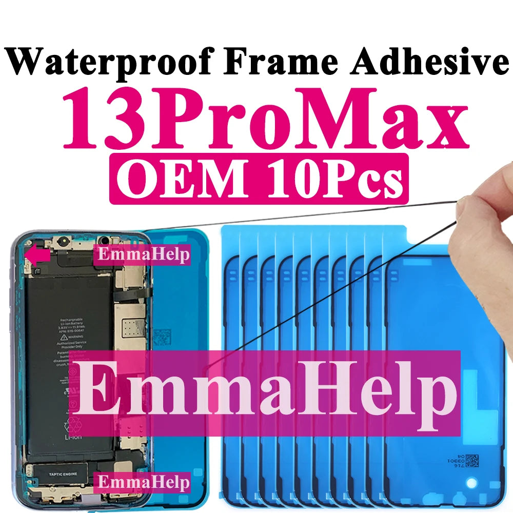 10pcs Waterproof Sticker for iPhone 16 Pro Max 17 14 13 12 11 15 XS XR 8 SE 3M Seal Adhesive Pre-Cut LCD Screen Frame Tape Glue
