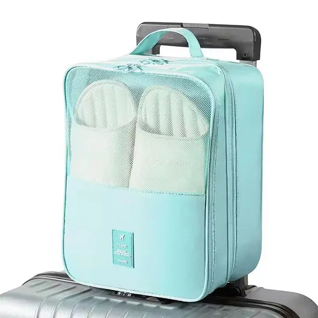 Double Layer Travel Shoe Organizer Bag Waterproof Breathable Mesh Trolley Sleeve Portable Storage Pouch for Sneakers And Slipper