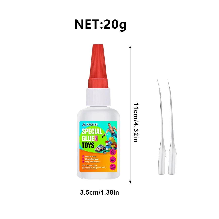 20g Instant Plastic Toy Repair Glue Strong Adhesive for ABS PVC PLA Acrylic Model Fixing Quick Dry Multi-purpose Bonding Glue