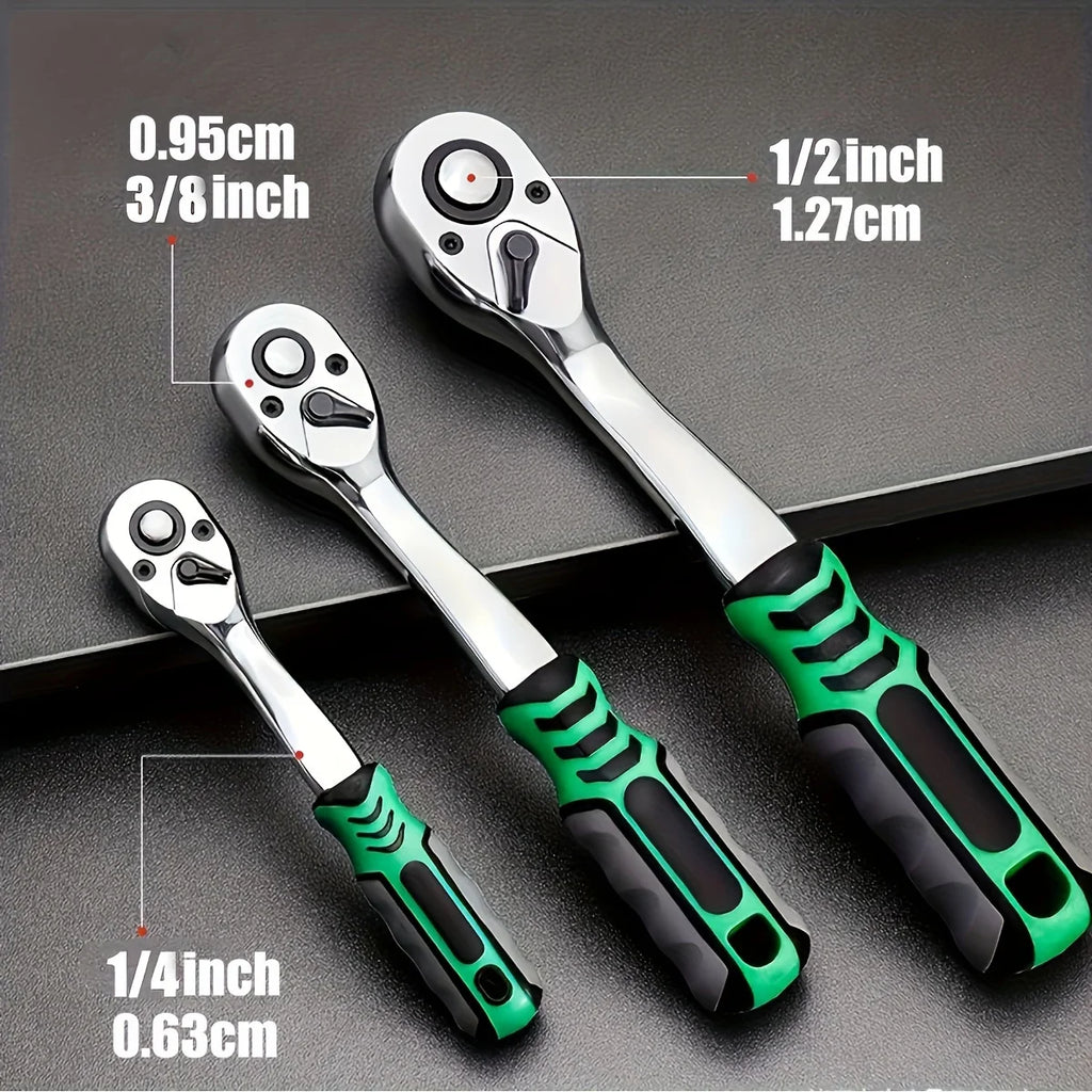 72Drive Socket Set 1/4"-3/8"-1/2", Ratchet Wrench Sockets Compact Sockets for Car Repair Mechanic Tool for Auto Repair