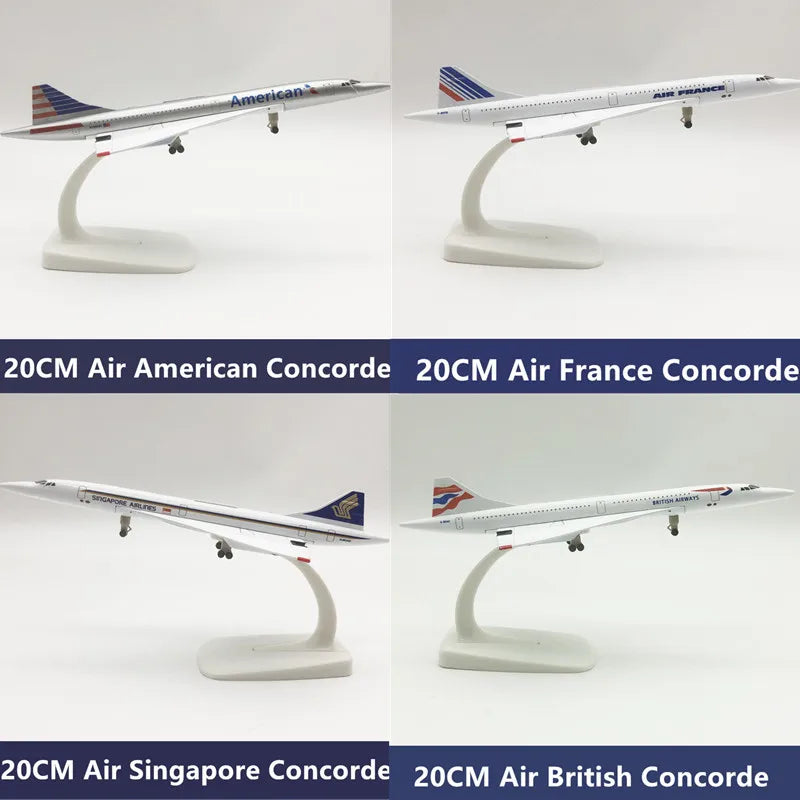 16/20cm Plane Model Concorde Air France/British/Singapore/American Diecast Alloy Airplane Airlines with Stand Children Toys Gift