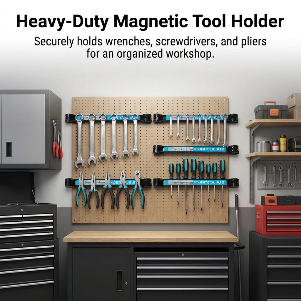 Magnetic Tool Holder 12/18 Inches Strong Magnetic Strip For Metal Tools Garage Workshop Storage Organizer With Mounting Hardware