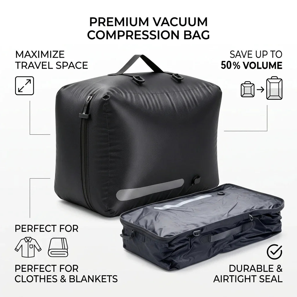 41L Vacuum Compression bag IP67 Waterproof Space Saver Clothes Luggage Organizer Electric Pump Travel Black storage organization