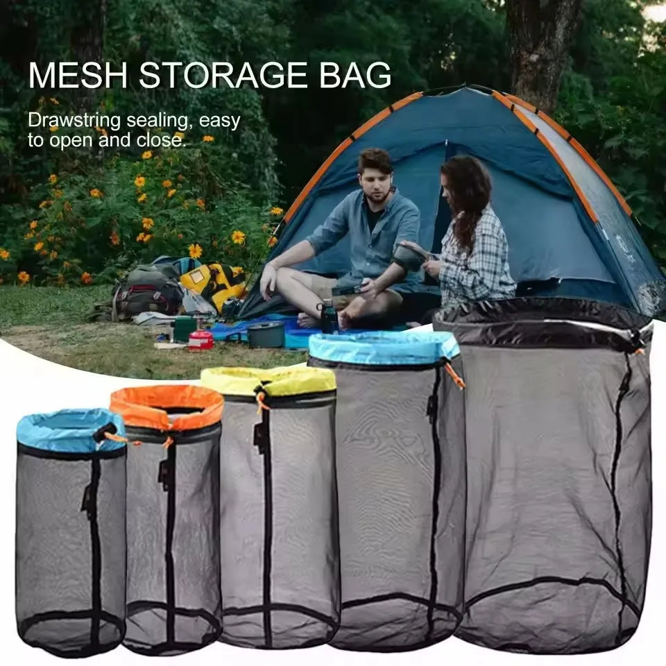 5Pcs Drawstring Storage Bags Ultralight Mesh Camping Sports Accessories Traveling Bags Drawstring Storage Bag Climbing Organizer