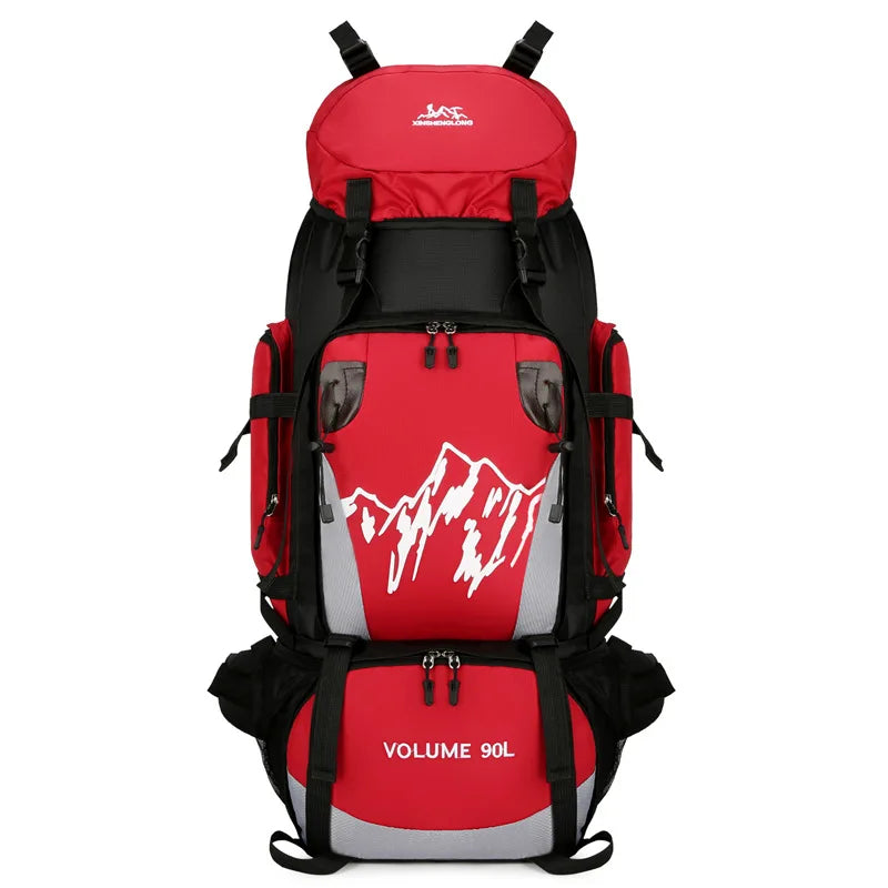90L Outdoor Mountaineering Backpack Large Capacity Sports Bag Waterproof Hiking Travel Bag Optional Reflective Strip Backpack