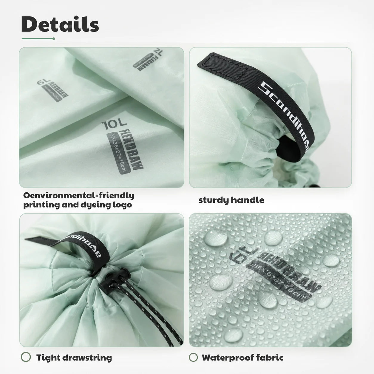 Travel Drawstring Storage Bags Waterproof Lightweight Clothes Packing Cubes Organizer Multi-Size for Socks Shoes Luggage