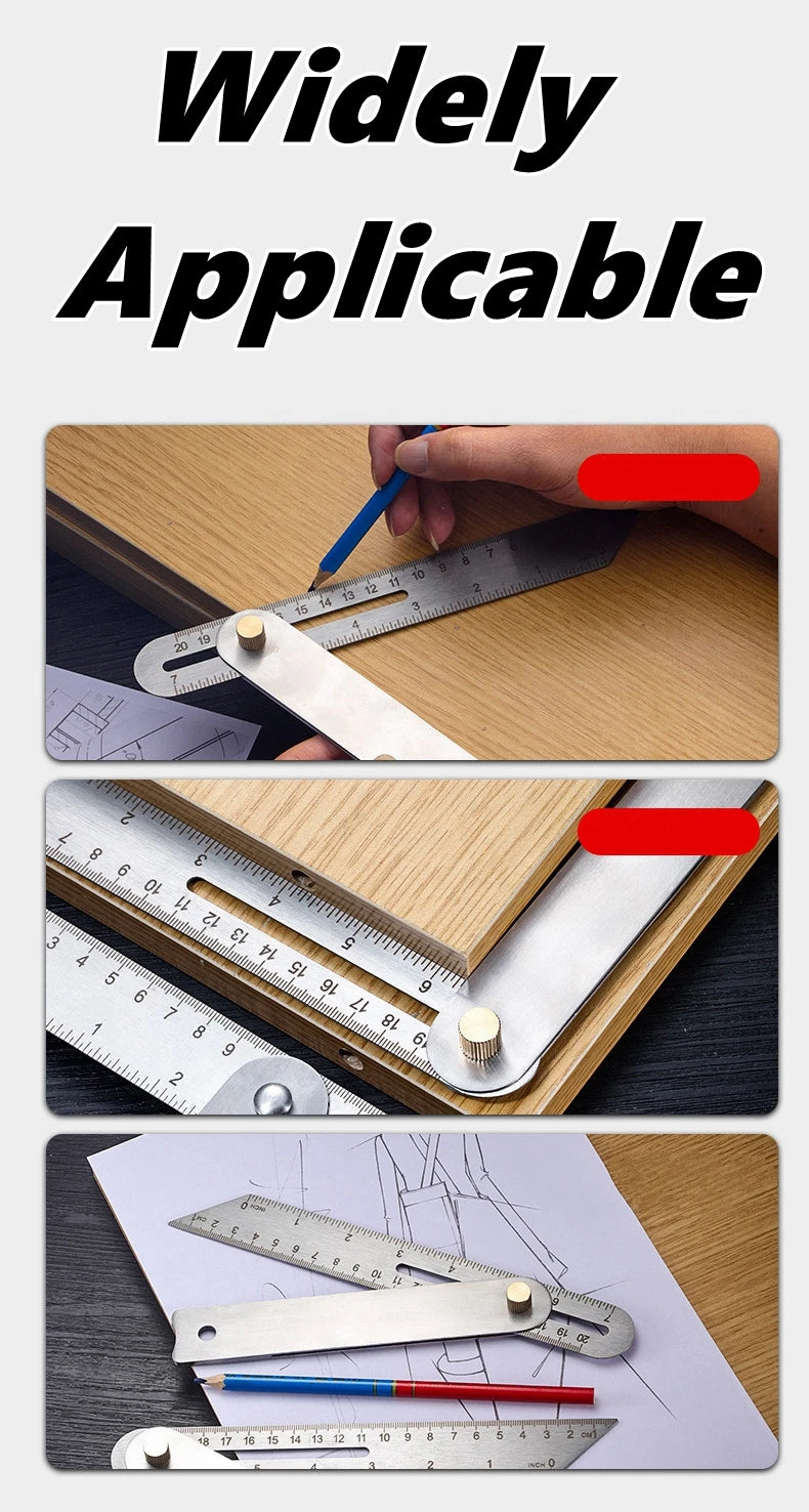 Woodworking Measuring Ruler Stainless Steel Drawing Aid Carpentry Tool Woodworking Ruler For Carpenters Craftsmen Homeowners