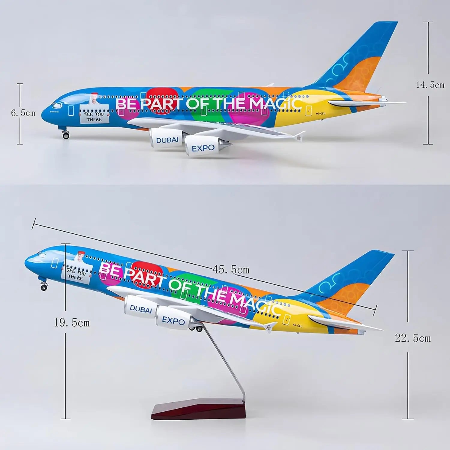 1/160 Scale Emirates A380 Plane Model Aircraft Airplane Airways W Light Diecast Resin Collection Display Toys Gifts