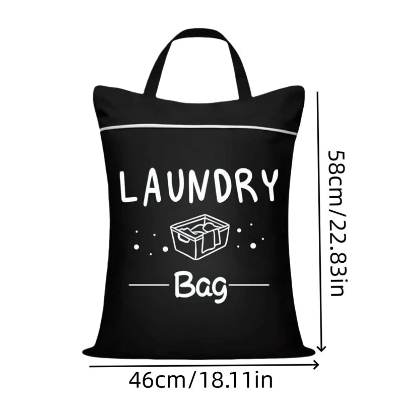 Large Capacity Waterproof Travel Laundry Bag Wet Dry Organizer Pouch with Zipper Hanging Strap Portable Storage Bag