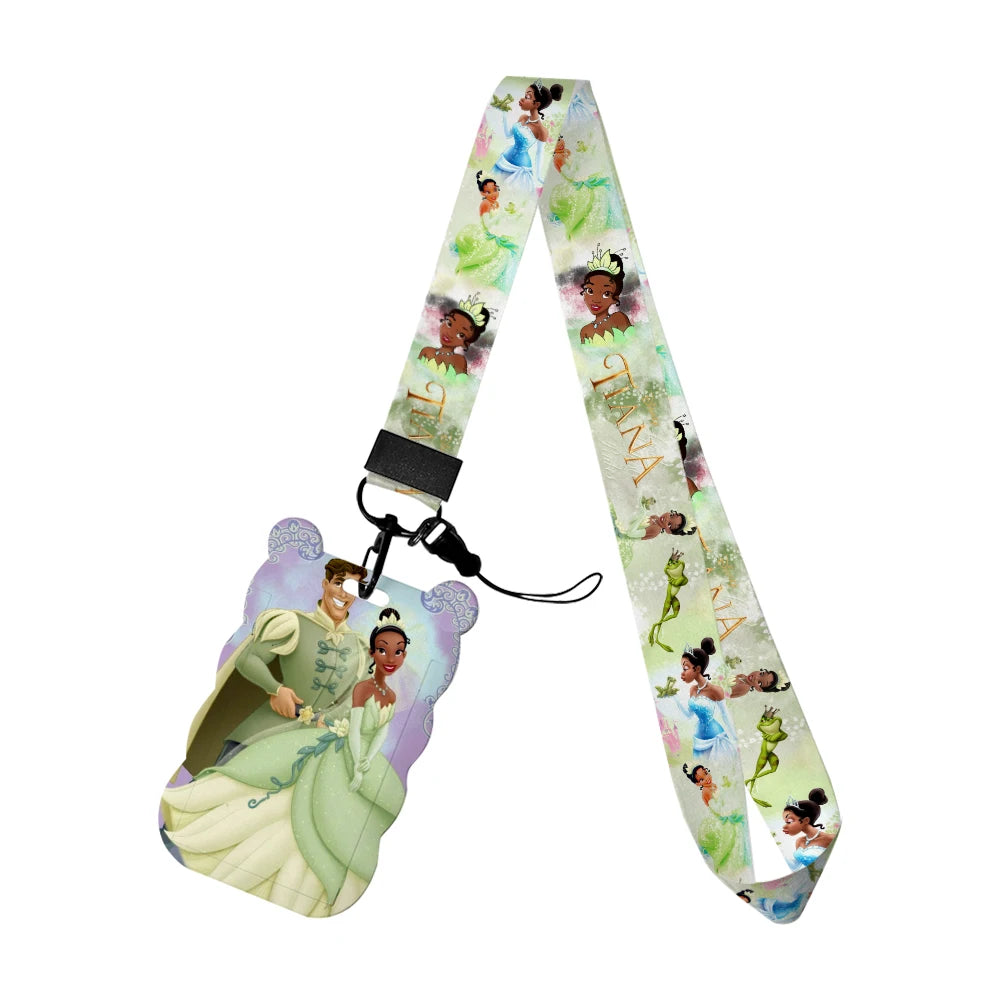 Disney The Frog and Princess Tiana Card Holders Lanyards Girls Door Card Case Hanging Rope Badge Holder Neck Strap Card Holder