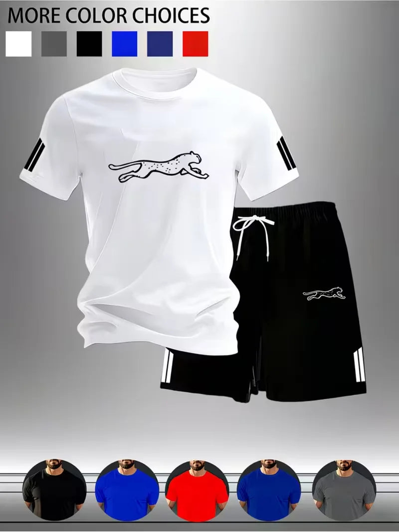 New Street Trendy Men's Summer Breathable Sportswear Short Sleeve Shorts Lightweight Quick Drying Comfortable Fashionable Sports