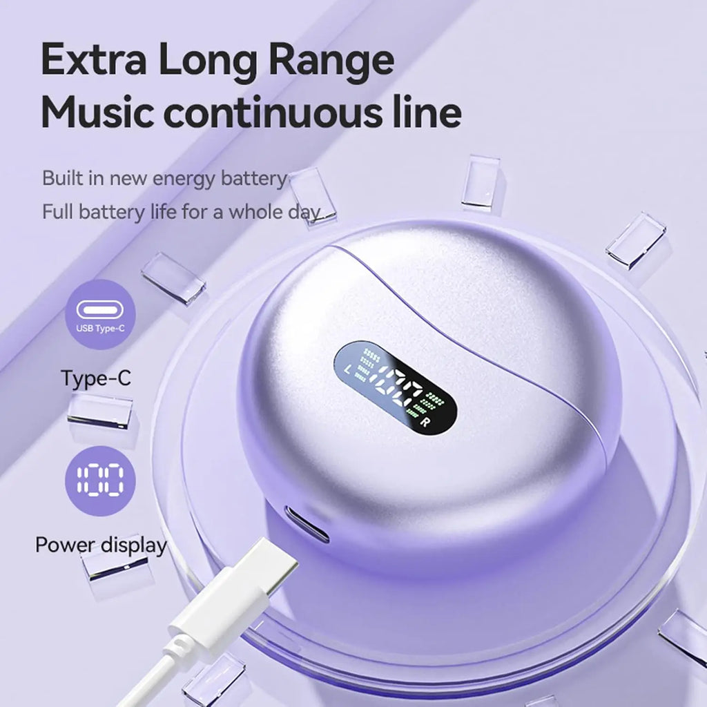 New Bluetooth Headphone HI-Res Earphone Bone conduction Headset Gamer Sports Running Headphones with  LED Display Long Endurance