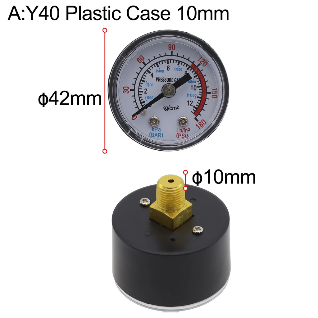 1pc Y40/Y50 Pressure Gauge 0-180PSI GasWater Fuel Liquids Meter Pressure Gauge Accurate Pressure Monitoring For Air Compressor