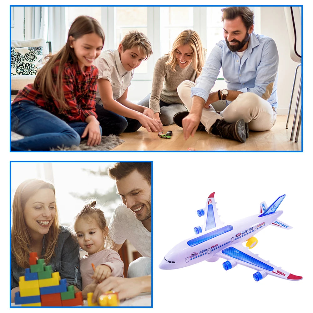 Universal Moving Gears Plane Toy with Light Sound Effect Toy Aircraft Boys Girls Birthday Christmas Gift for Kids