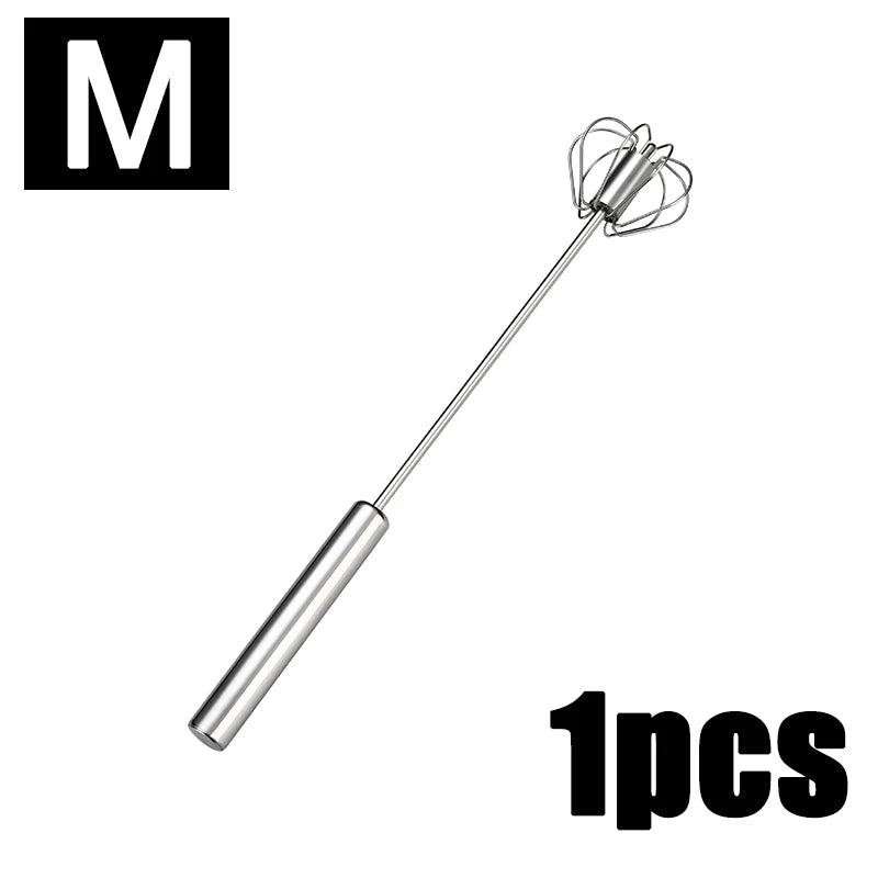 1/3PC Semi Automatic Egg Beater Stainless Steel Semi-Automatic Mixer for Effortless Egg Cream Mixing Stirring Kitchen Tool