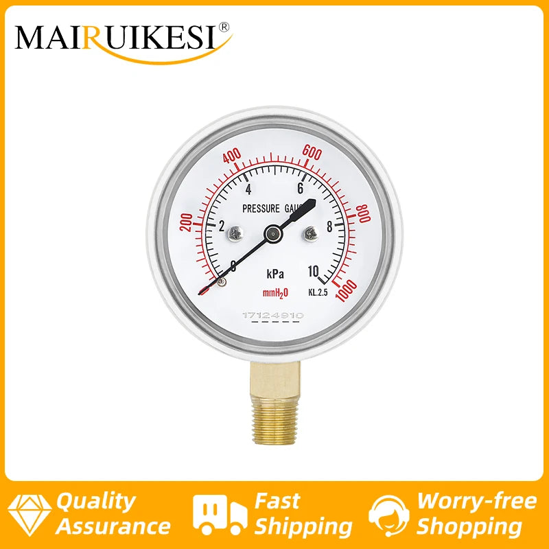 MAIRUIKESI Capsule Mirco Low Diaphram Pressure Gauges Manometer 2.5"  4 5 6 7 10 15 20kpa/mmH2o bottom for natural gas industry