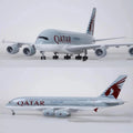 Qatar Airways 47cm 1/160 Scale Airbus A380 Aircraft Model With Light & Wheel Diecast Airplanes For Collection Display Or Gifts