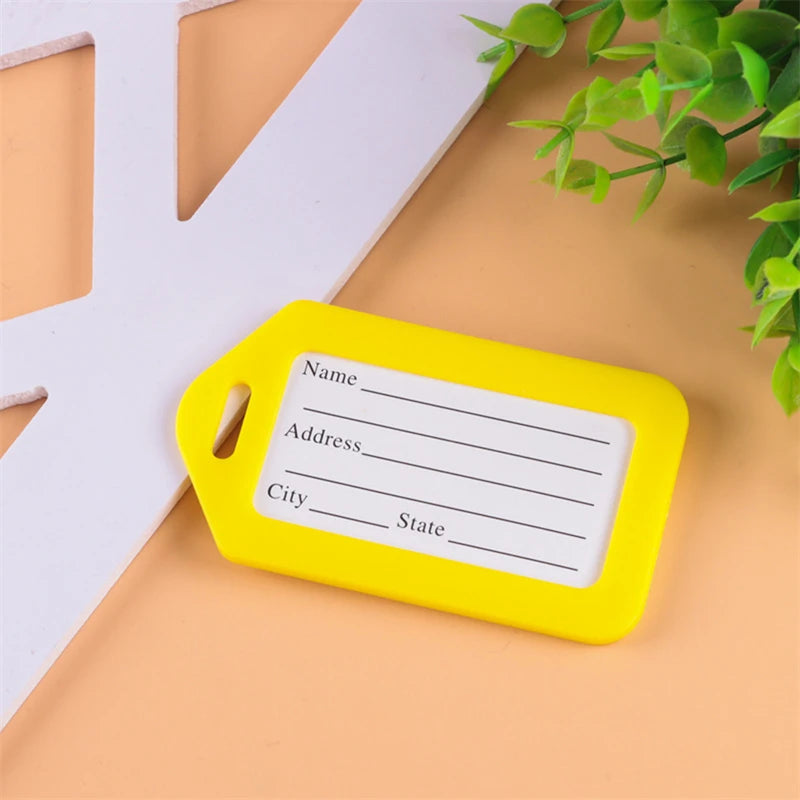 20pcs Luggage Tags Suitcase Label Bag Travel Accessories Luggage Bag Tag Name Address ID Label Plastic Suitcase Baggage Tags