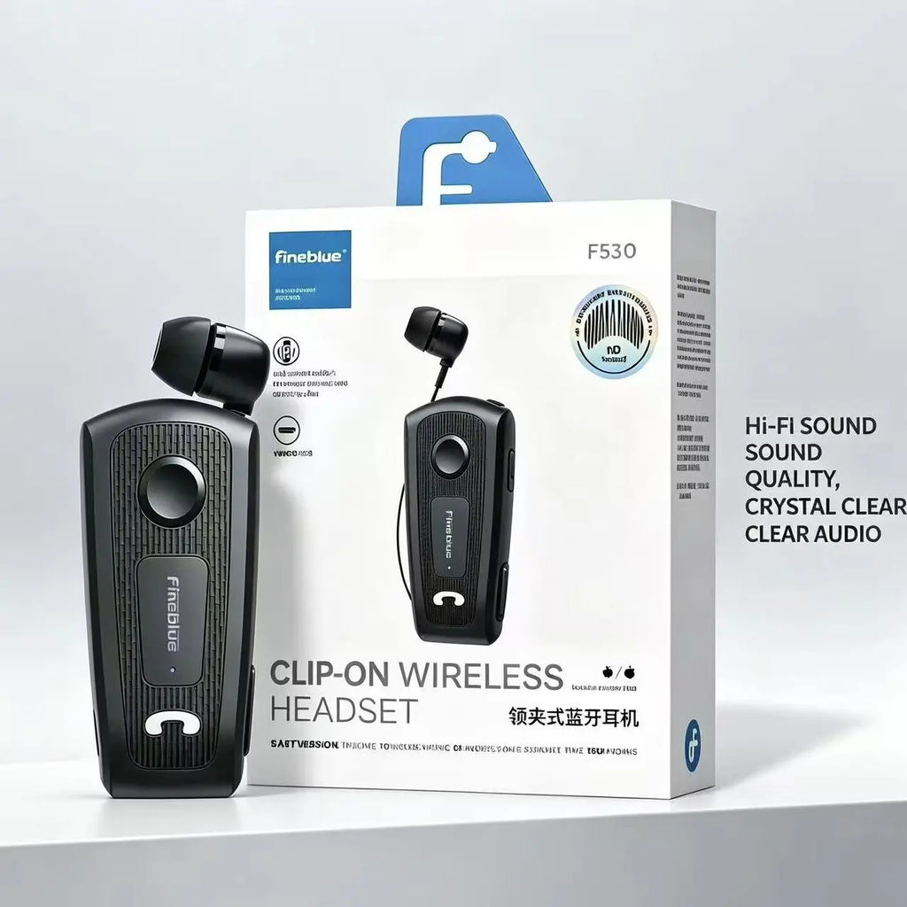 Fineblue F530 pk F920 retractable wireless headphones Bluetooth headphones white with cable clip hands-free earbuds