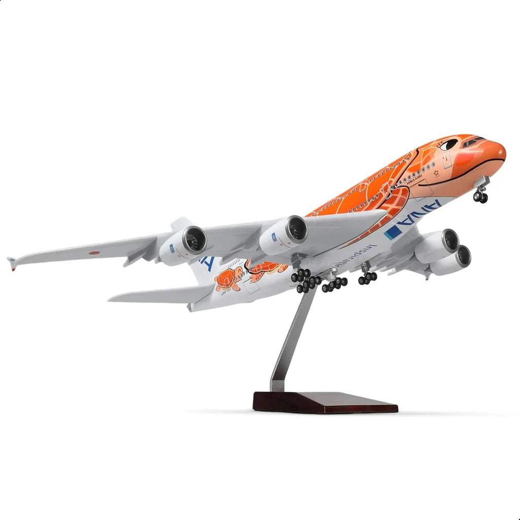 1/160 A380 for ANA Orange Turtle Airplane Model Kits with Display Stand for Adult Aviation Gifts or Aircraft Collection