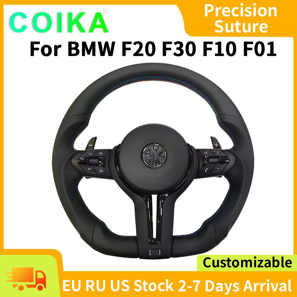 For BMW F30 F20 F48 M3 F80 F25 E90 E87 X5 E70 F01 F10 Steering Wheel Black Perforated Leather Sport Upgrade Modify Accessories