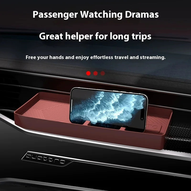 For Audi 2019-2025 A6/A7 Rear Screen Storage Box Instrument Panel Silicone ETC Storage Box Car Interior Accessories